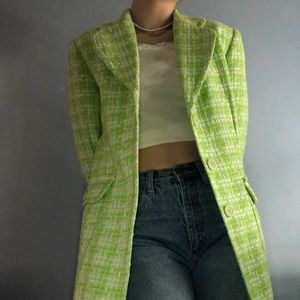light green pleated blazer / over coat